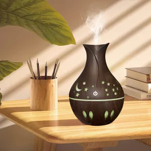 1pc, 130ml Stylish Wood Grain USB Air Humidifier with Star Colorful Night Light - Compact, Whisper-Quiet, Fragrance Diffuser, Humectant, and Air Purifier for Home, Office, Bedroom, Travel - Portable, Easy to Clean, and Energy Efficient