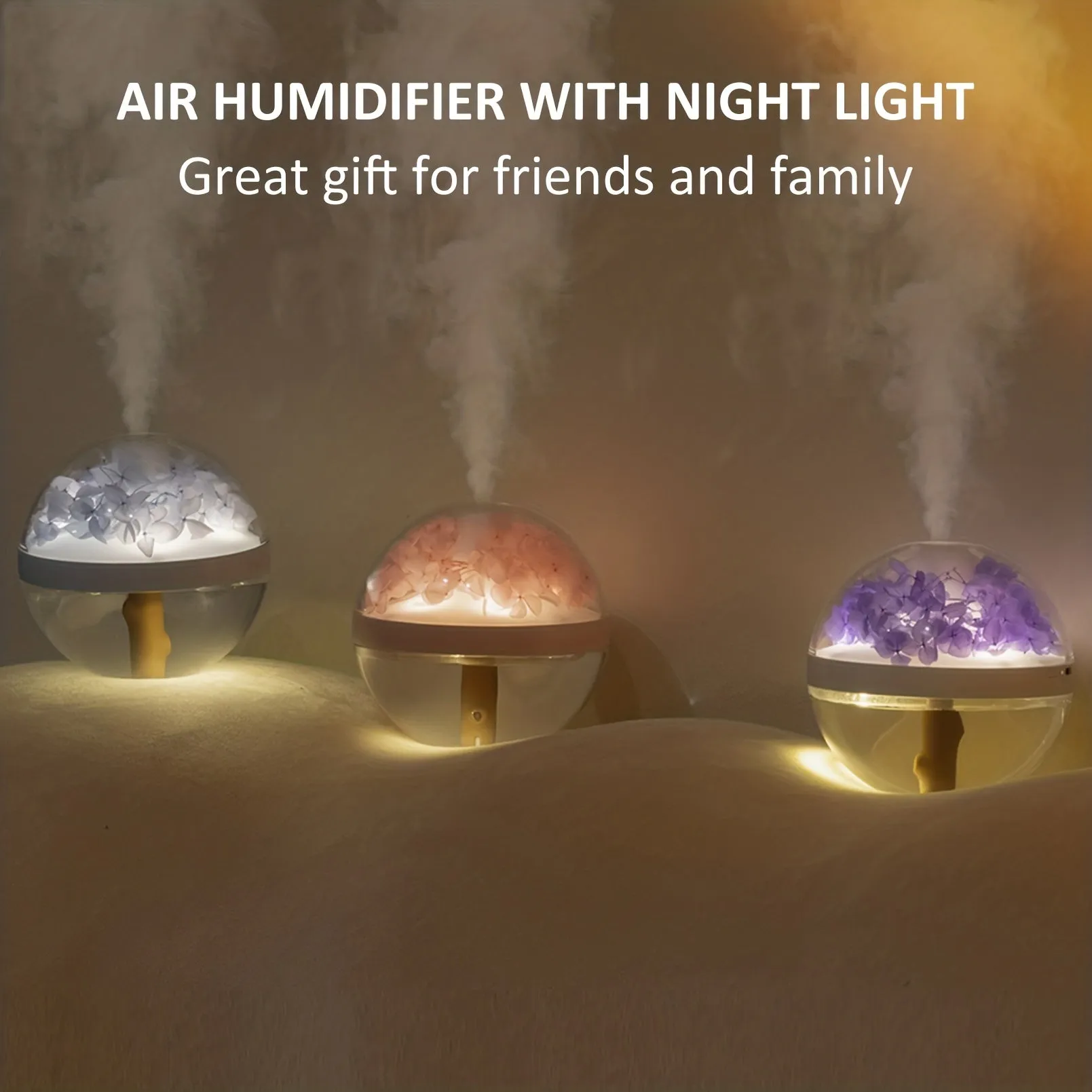 1PC USB Portable Air Humidifier with Night Light - Eternal Flower Aesthetics for Desktop, Bedroom & Travel - Soothing Mist Humidifier, Relaxing Ambiance Creator, Perfect Stocking Stuffer for Thanksgiving & Christmas