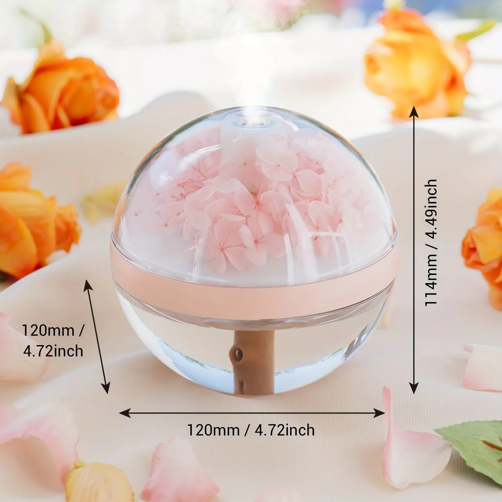 1PC USB Portable Air Humidifier with Night Light - Eternal Flower Aesthetics for Desktop, Bedroom & Travel - Soothing Mist Humidifier, Relaxing Ambiance Creator, Perfect Stocking Stuffer for Thanksgiving & Christmas