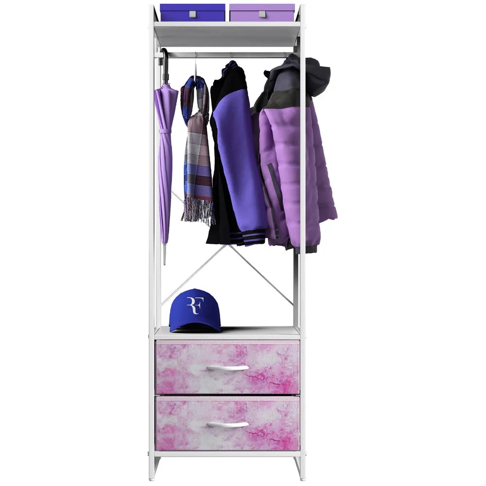 2 Drawer Tall Clothing Rack Storage