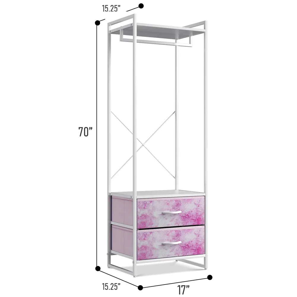 2 Drawer Tall Clothing Rack Storage