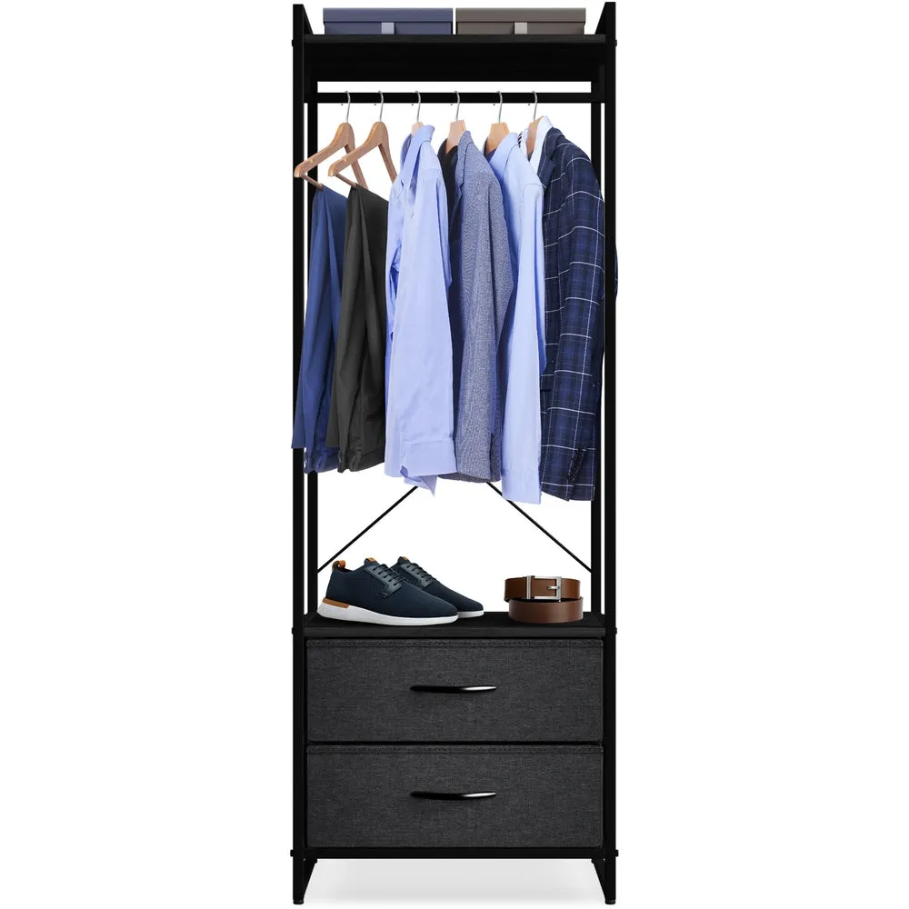 2 Drawer Tall Clothing Rack Storage