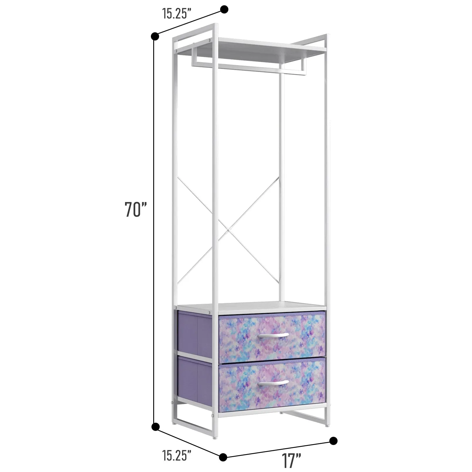 2 Drawer Tall Clothing Rack Storage