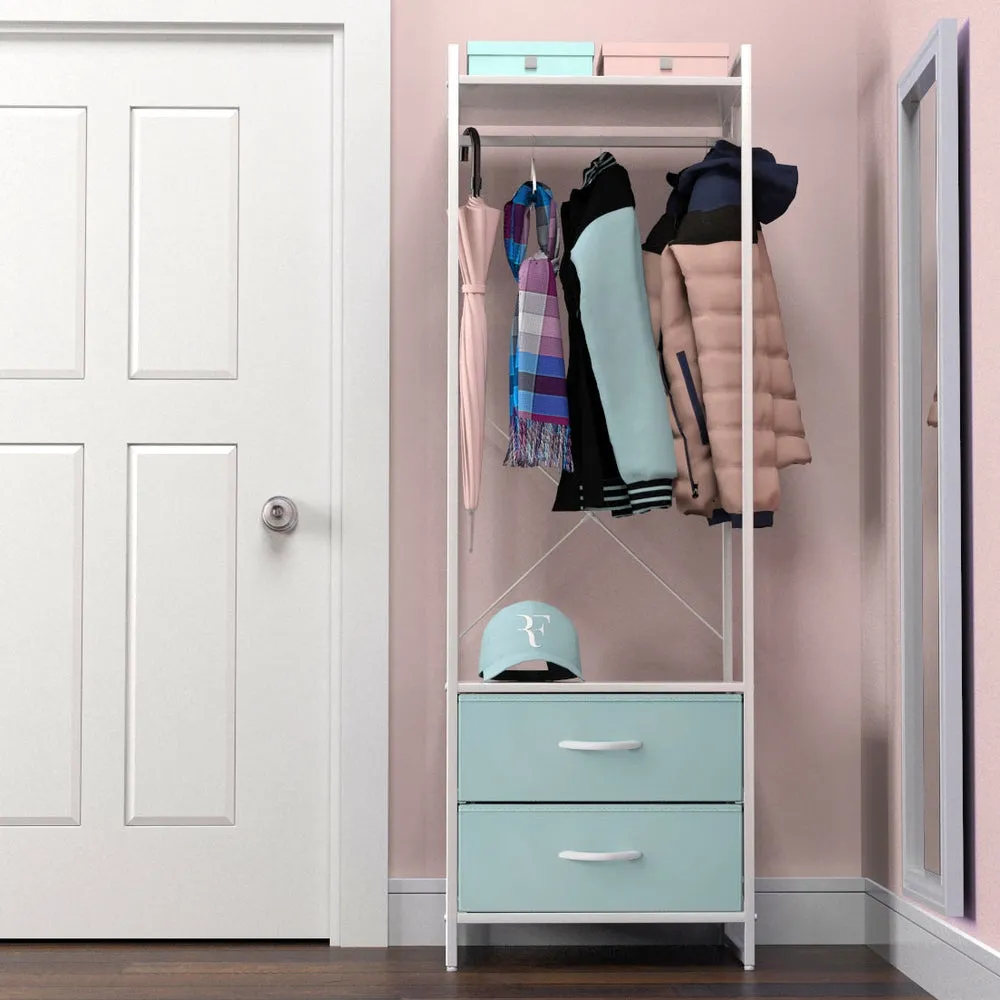 2 Drawer Tall Clothing Rack Storage