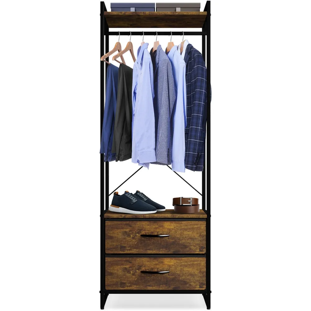 2 Drawer Tall Clothing Rack Storage