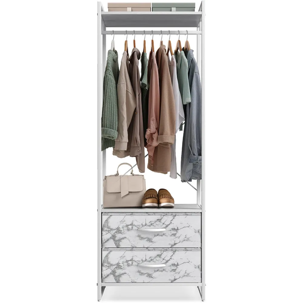 2 Drawer Tall Clothing Rack Storage