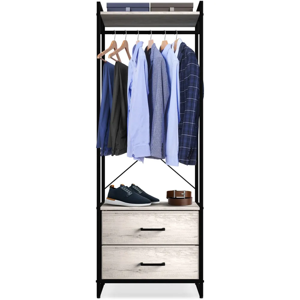 2 Drawer Tall Clothing Rack Storage