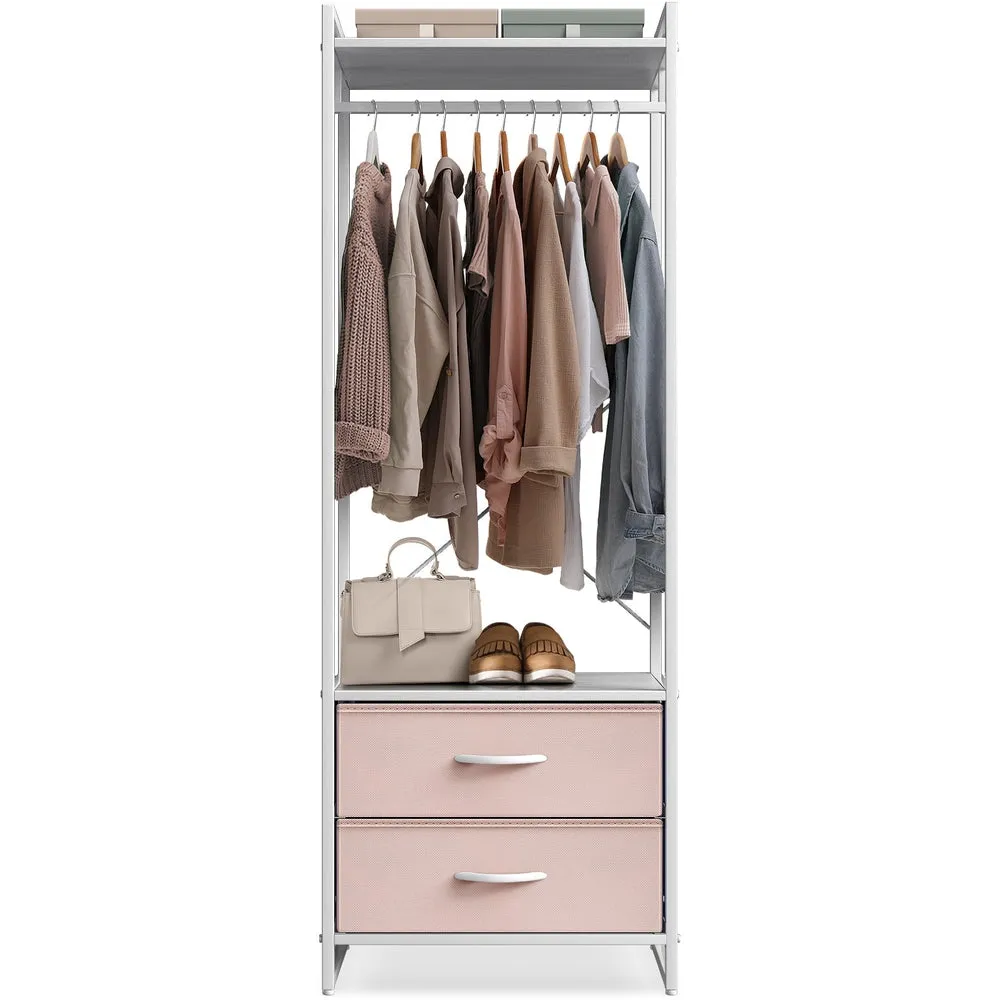 2 Drawer Tall Clothing Rack Storage