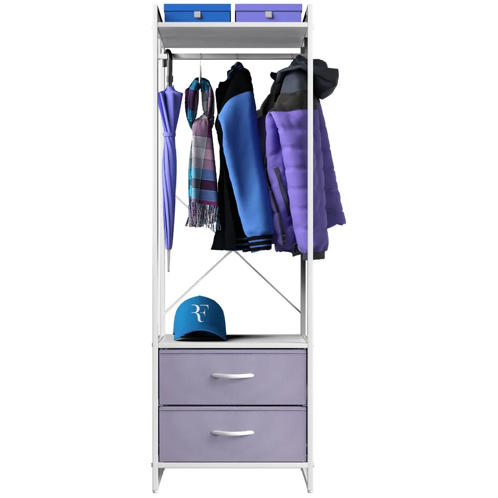 2 Drawer Tall Clothing Rack Storage