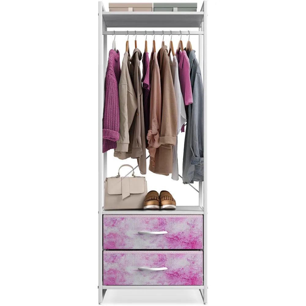 2 Drawer Tall Clothing Rack Storage