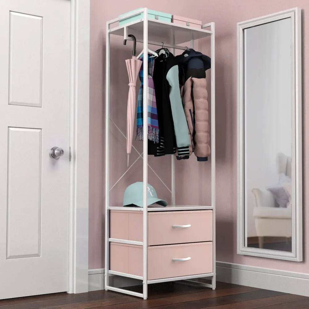 2 Drawer Tall Clothing Rack Storage