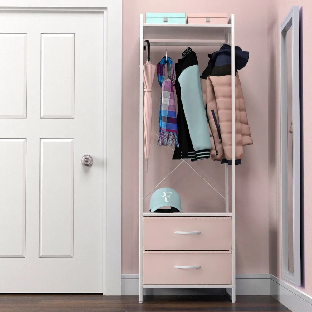 2 Drawer Tall Clothing Rack Storage