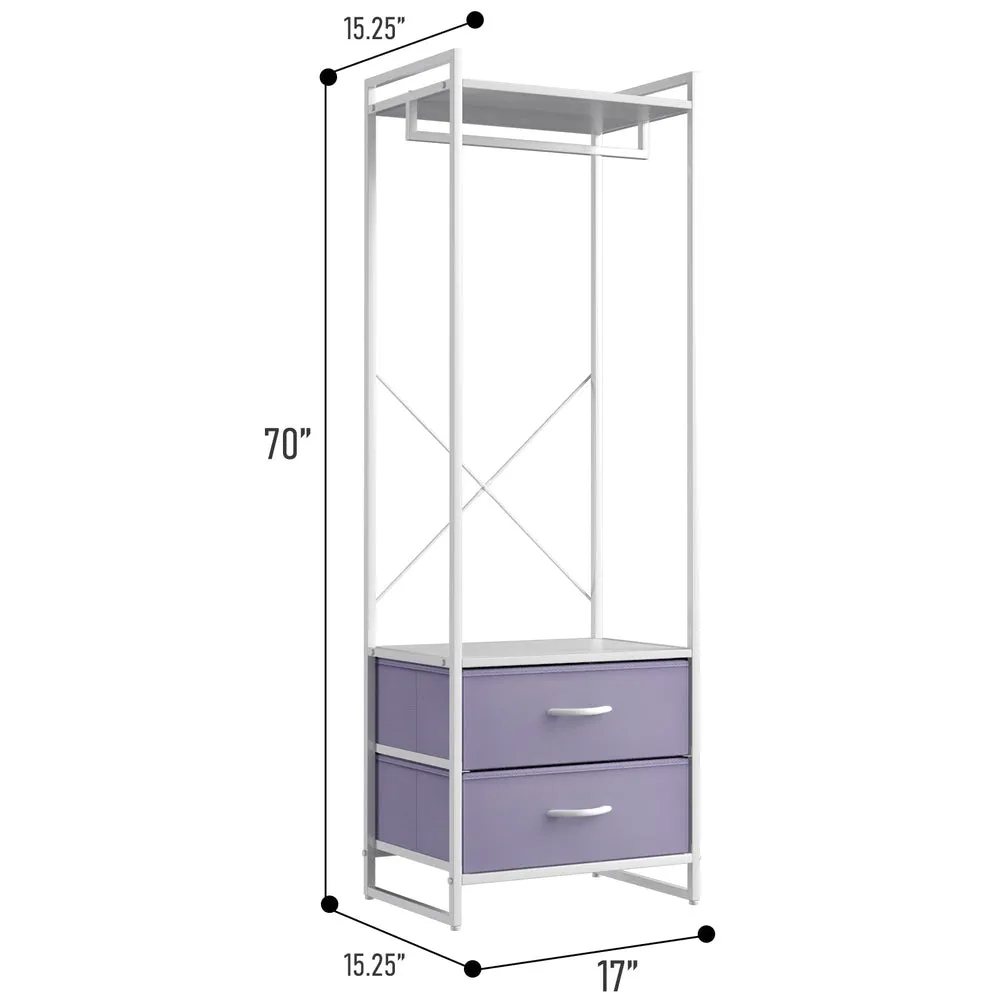 2 Drawer Tall Clothing Rack Storage