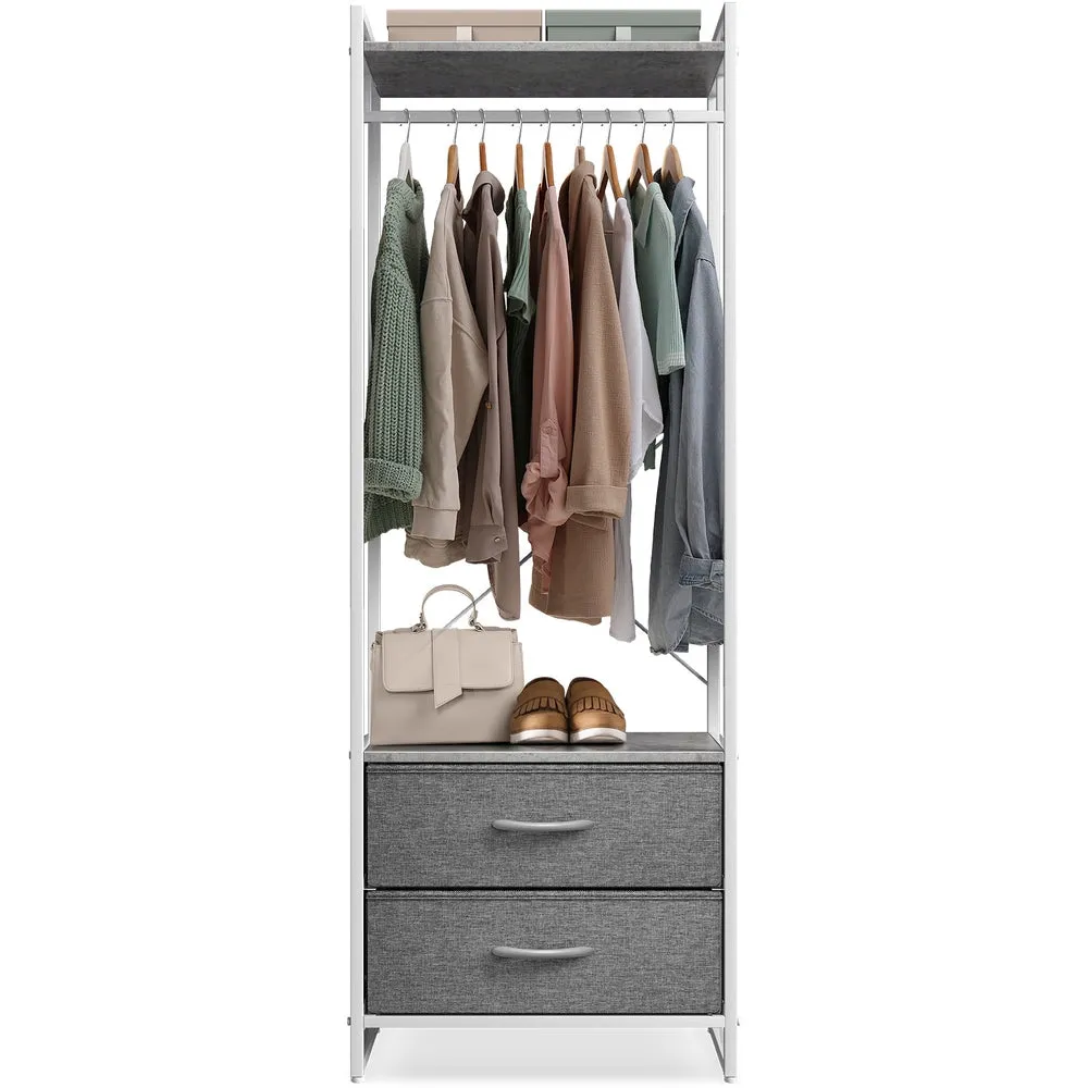 2 Drawer Tall Clothing Rack Storage