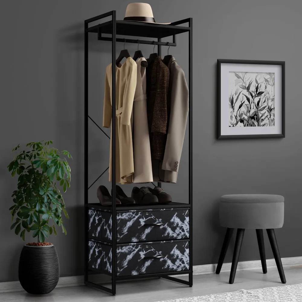 2 Drawer Tall Clothing Rack Storage