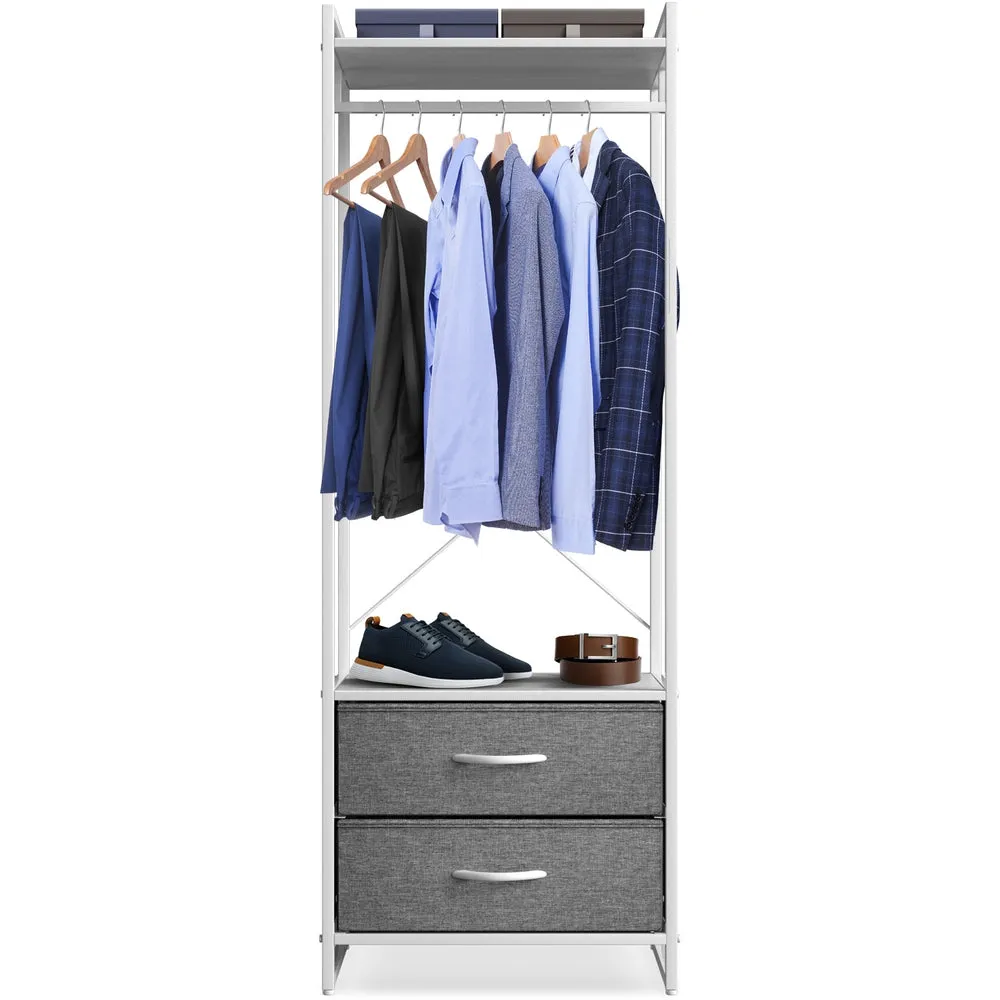 2 Drawer Tall Clothing Rack Storage