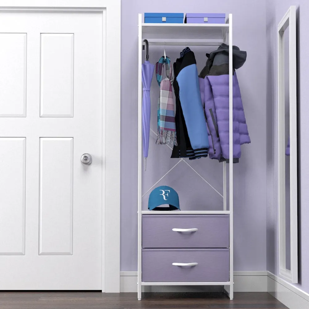 2 Drawer Tall Clothing Rack Storage