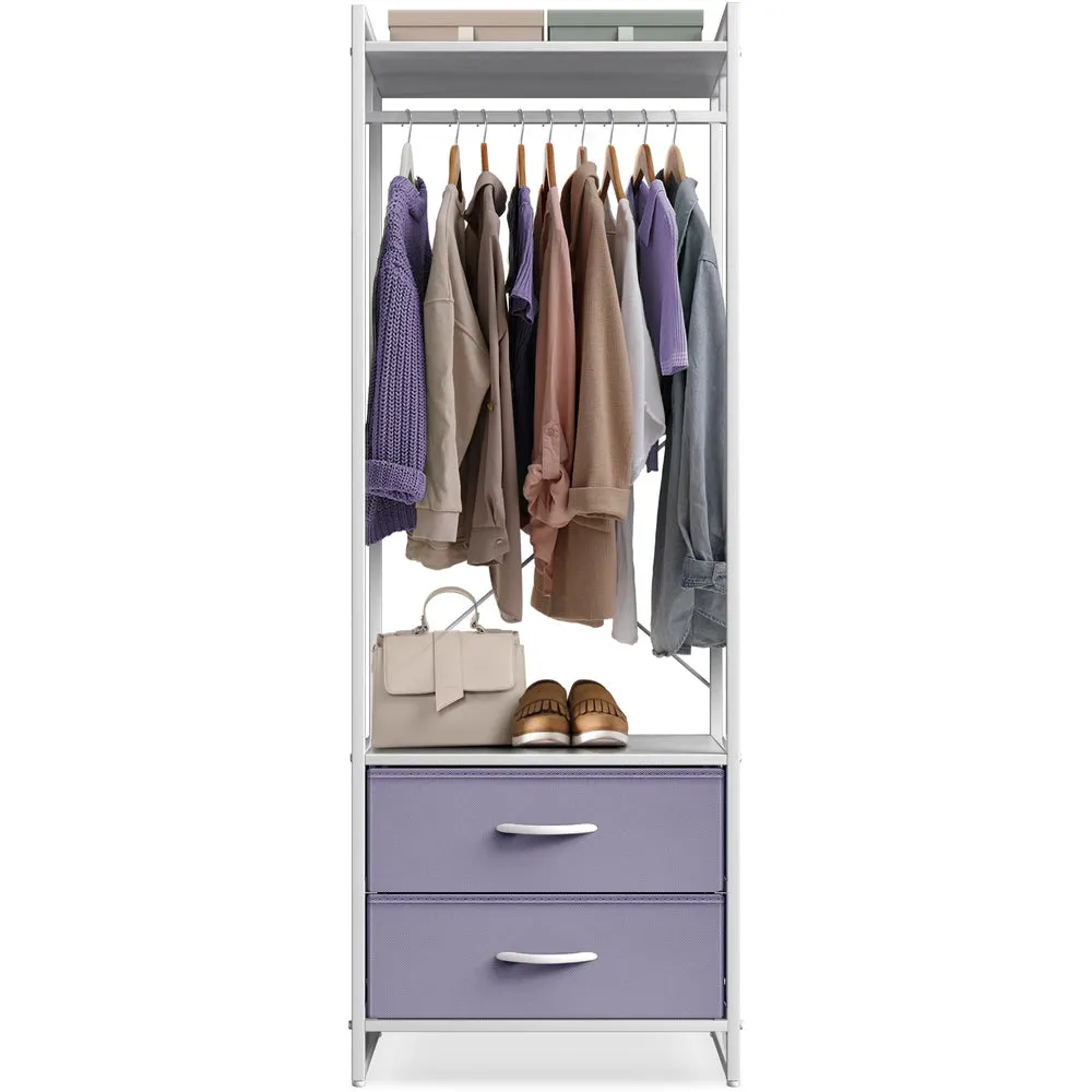 2 Drawer Tall Clothing Rack Storage