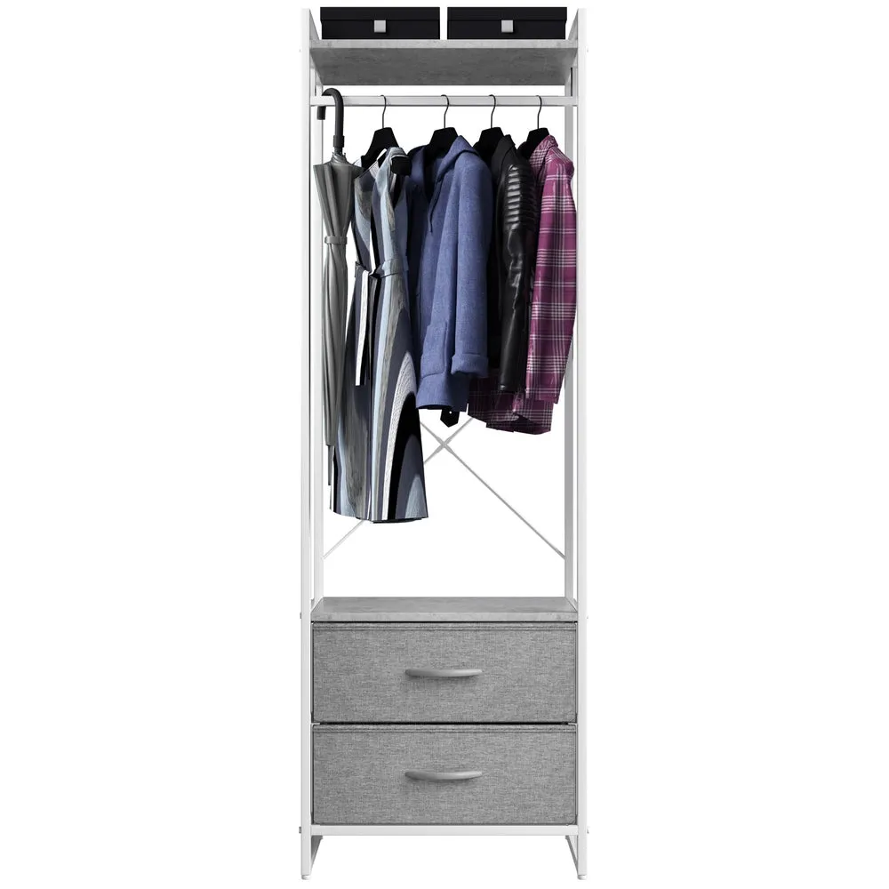 2 Drawer Tall Clothing Rack Storage