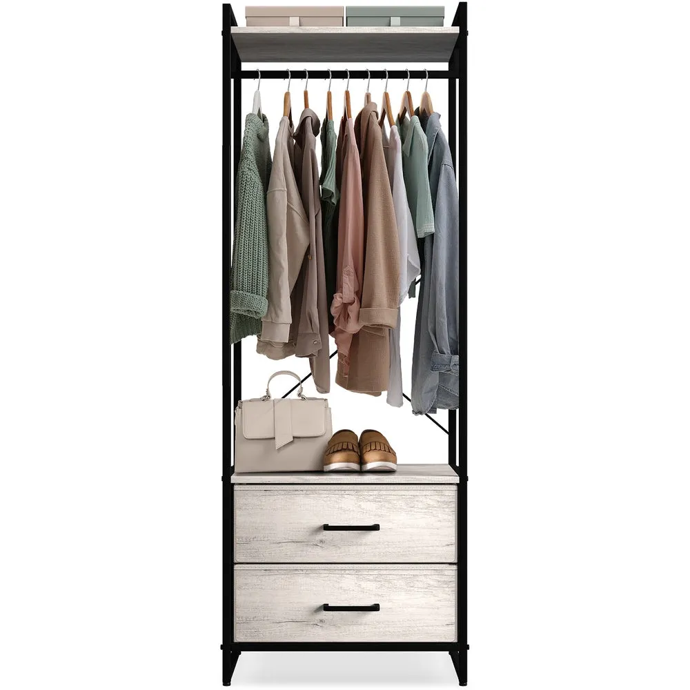 2 Drawer Tall Clothing Rack Storage