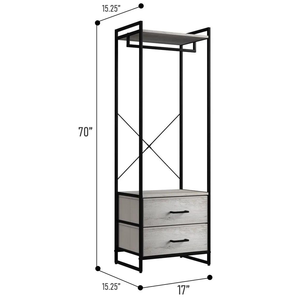 2 Drawer Tall Clothing Rack Storage