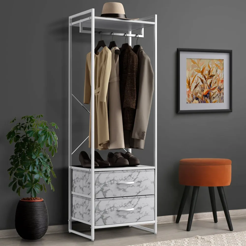 2 Drawer Tall Clothing Rack Storage