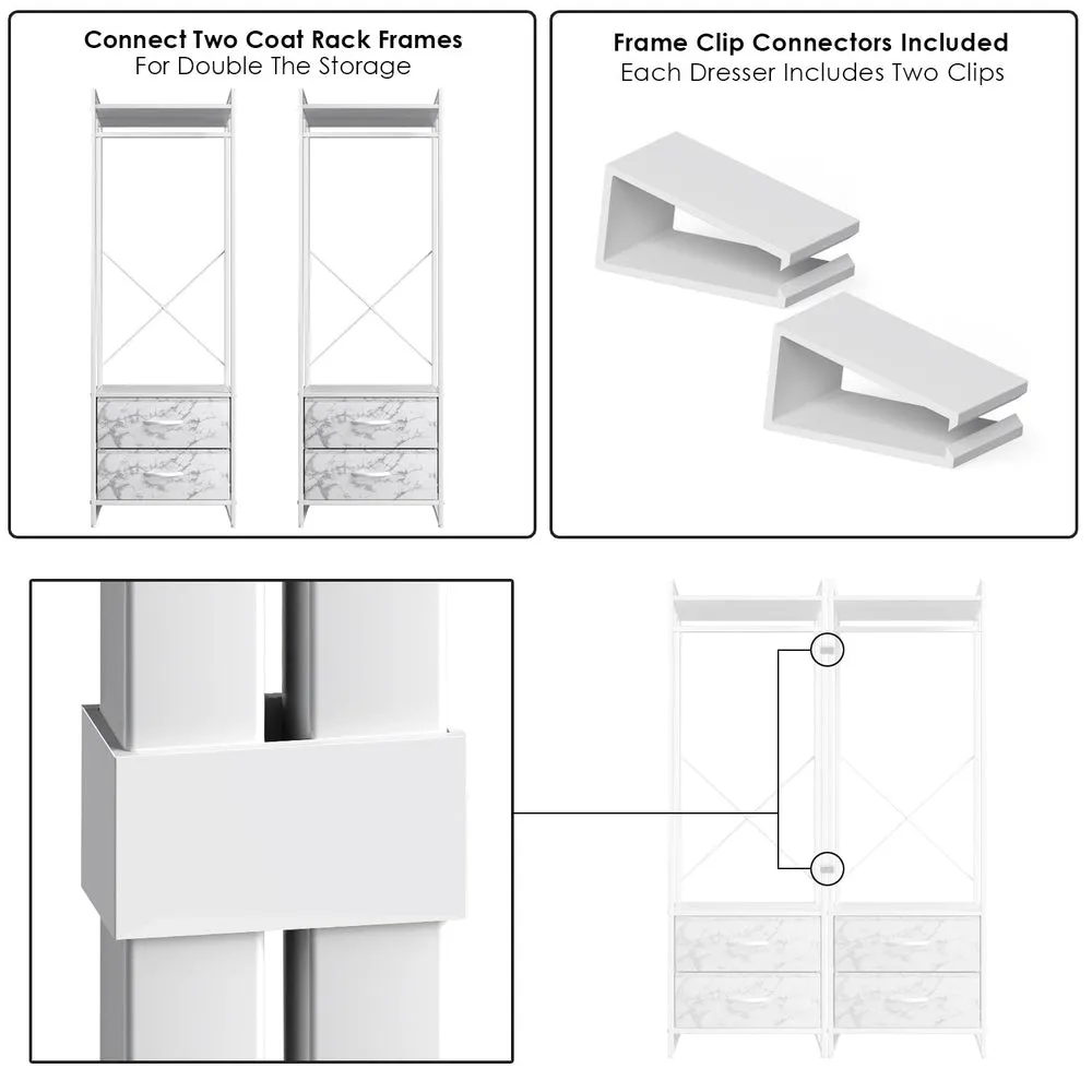 2 Drawer Tall Clothing Rack Storage