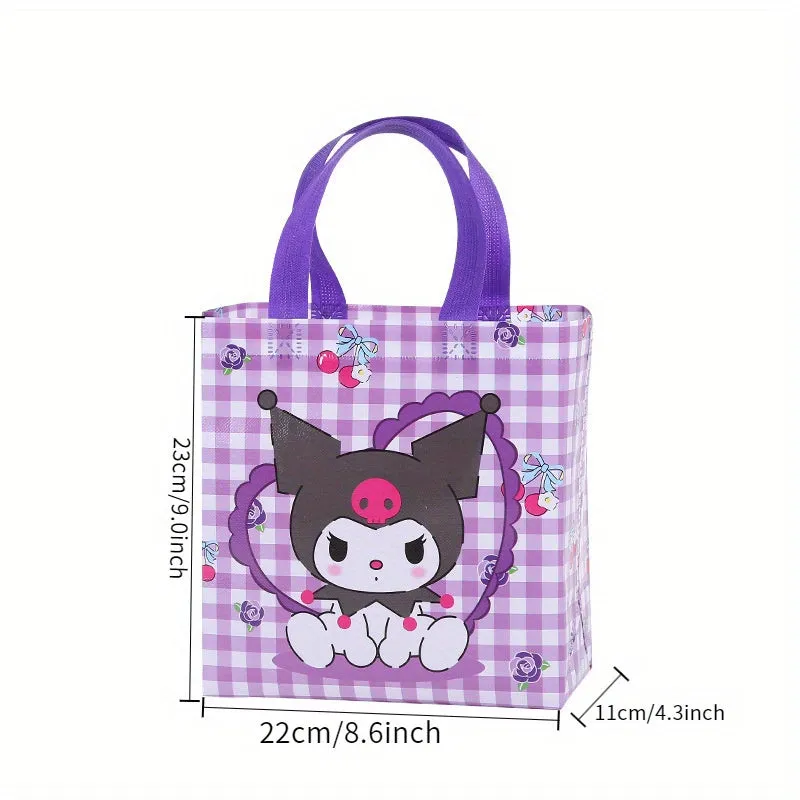 4pcs Durable Kuromi Tote Bags - Adorable Cartoon Prints for Gifts & Shopping - Stylish, Portable, and Fun