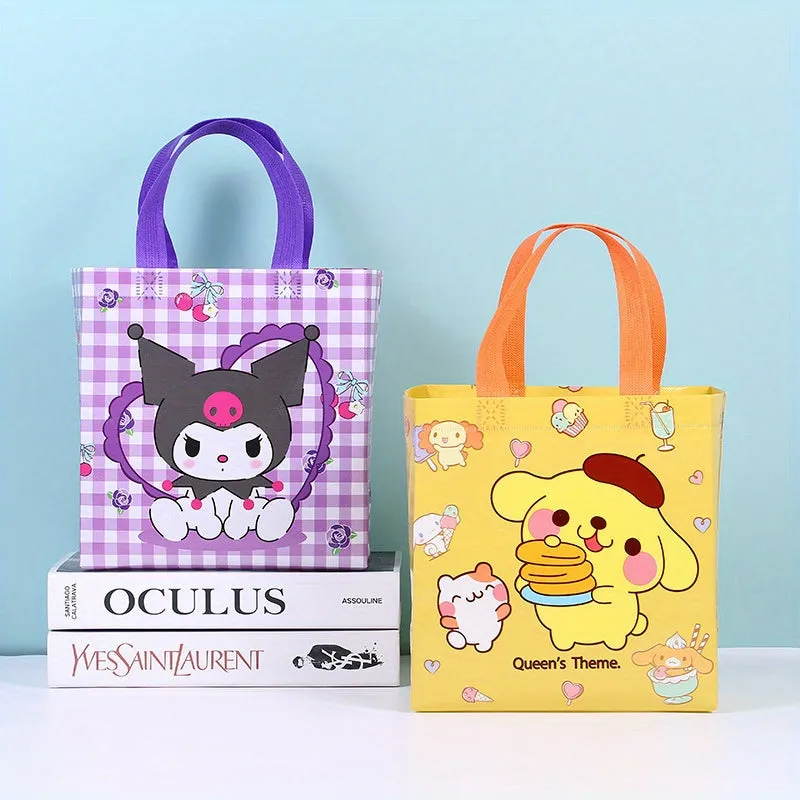 4pcs Durable Kuromi Tote Bags - Adorable Cartoon Prints for Gifts & Shopping - Stylish, Portable, and Fun