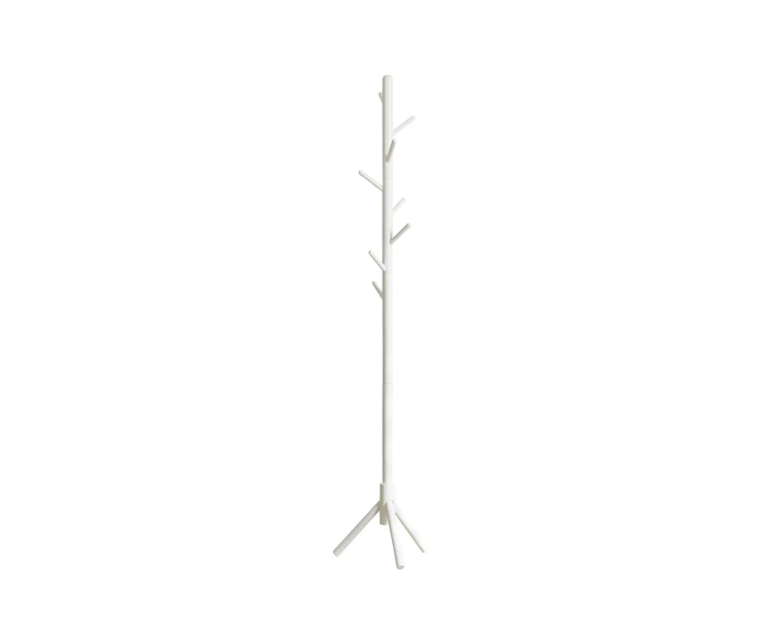 6 Hooks Wooden Tree Coat Rack Hanger Stand-White