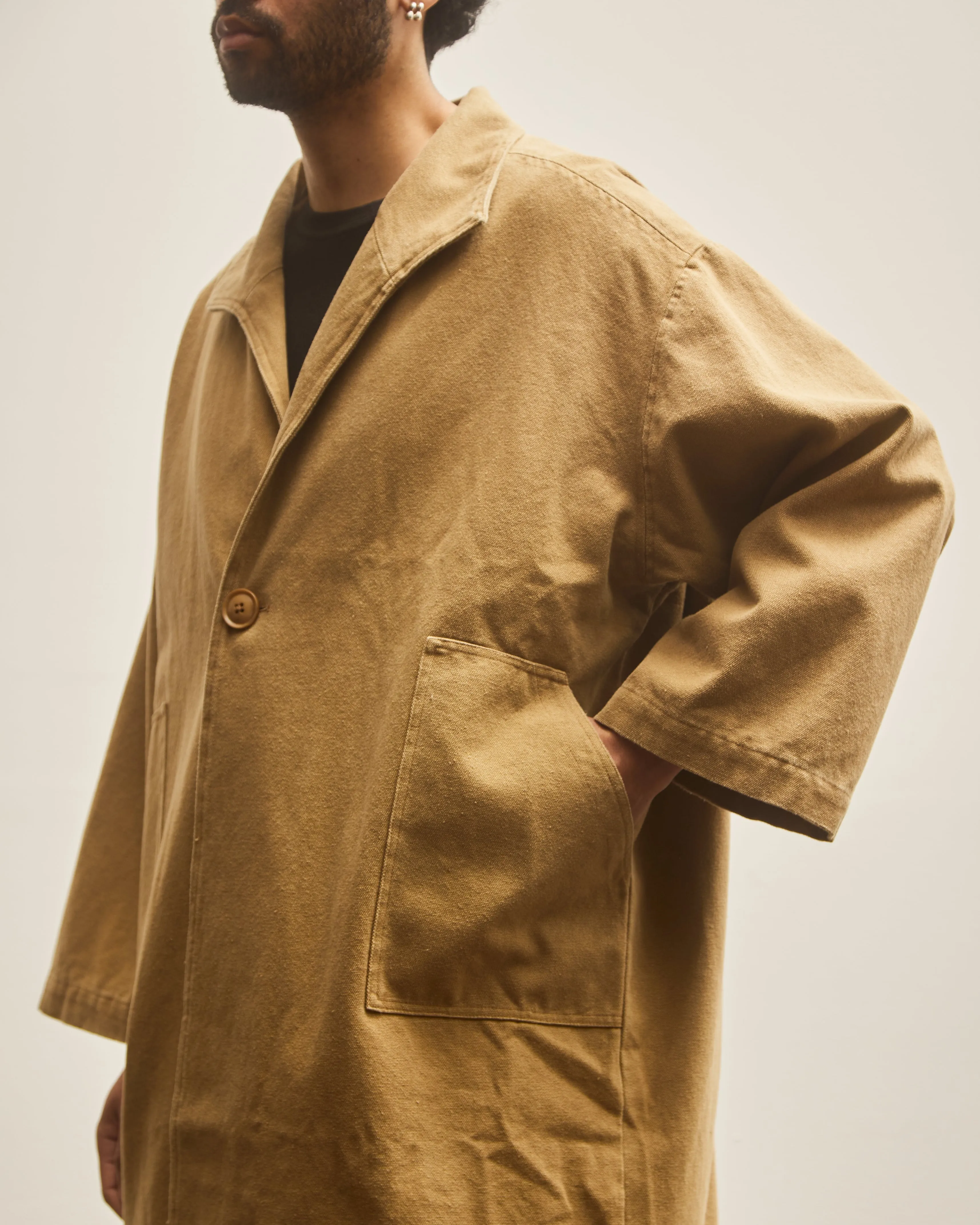 7115 Unisex Canvas Lapel Coat, Kelp