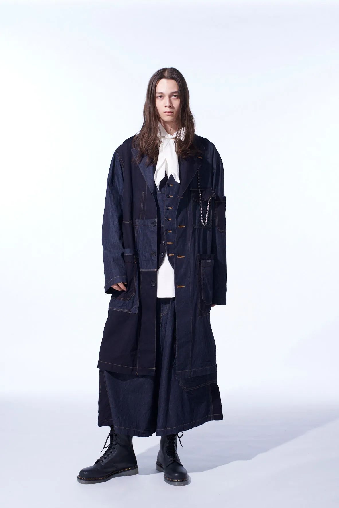 7OZ DENIM CRAZY PATCHWORK SHOP COAT