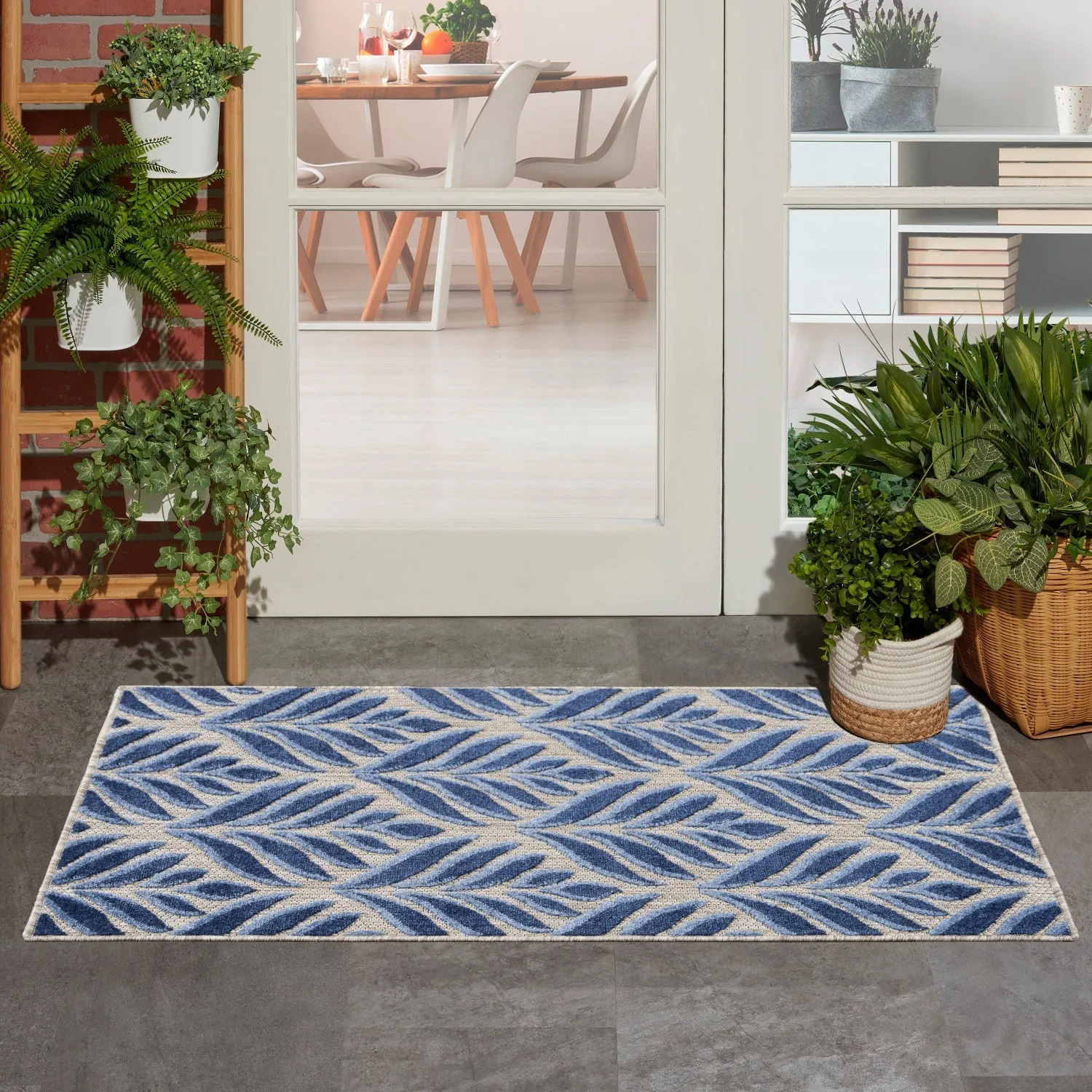 Aloha Blue Tropical Indoor/Outdoor Rug