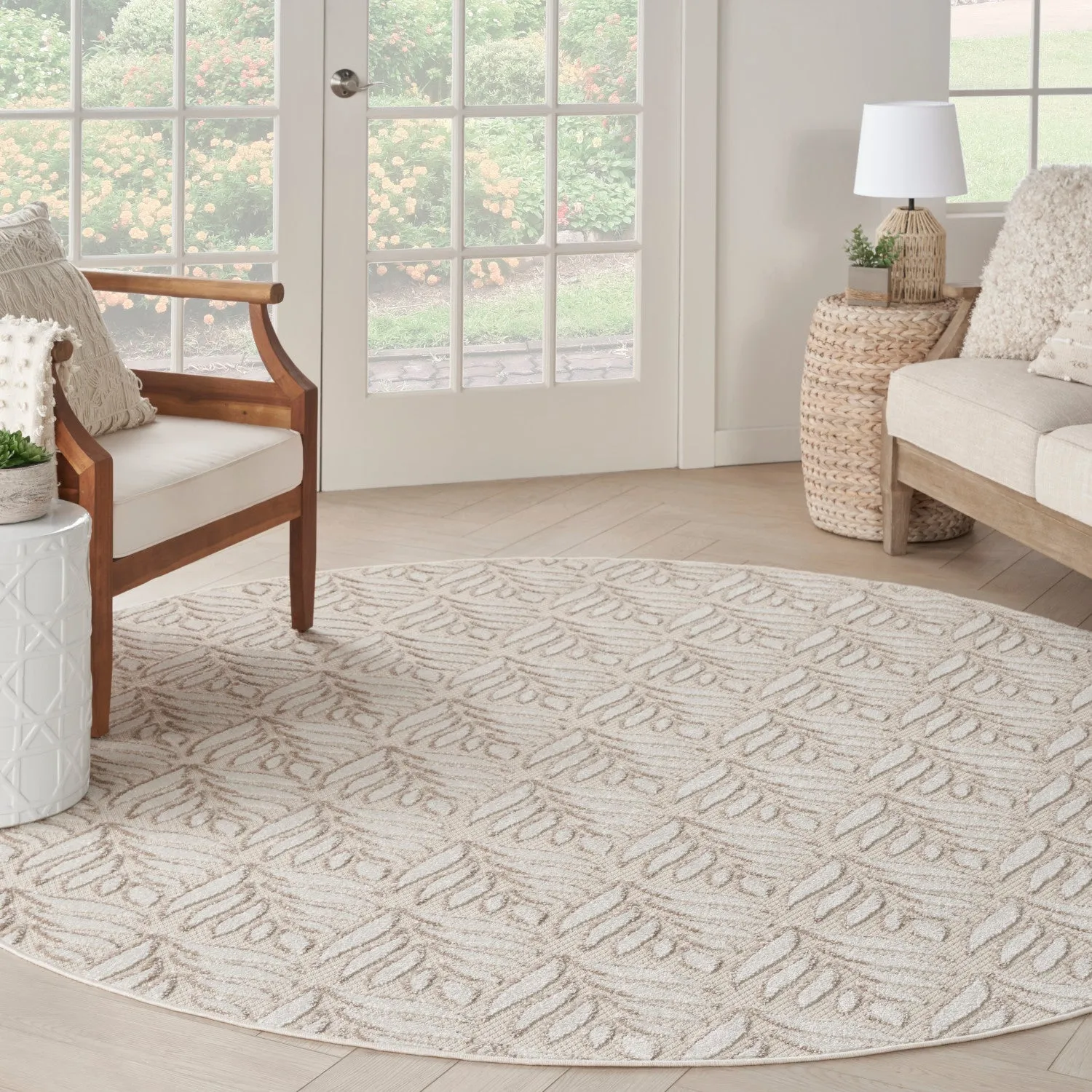 Aloha Ivory Grey Tropical Indoor/Outdoor Rug