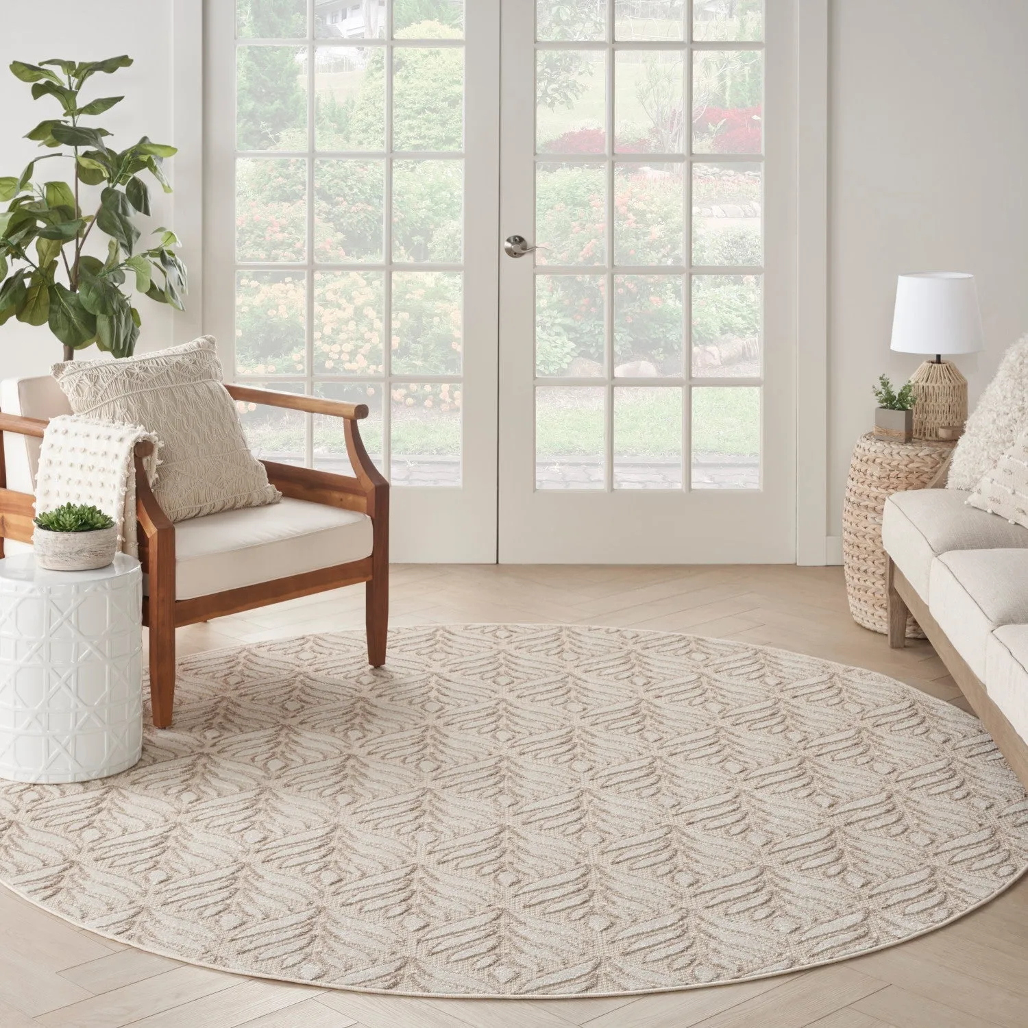 Aloha Ivory Grey Tropical Indoor/Outdoor Rug