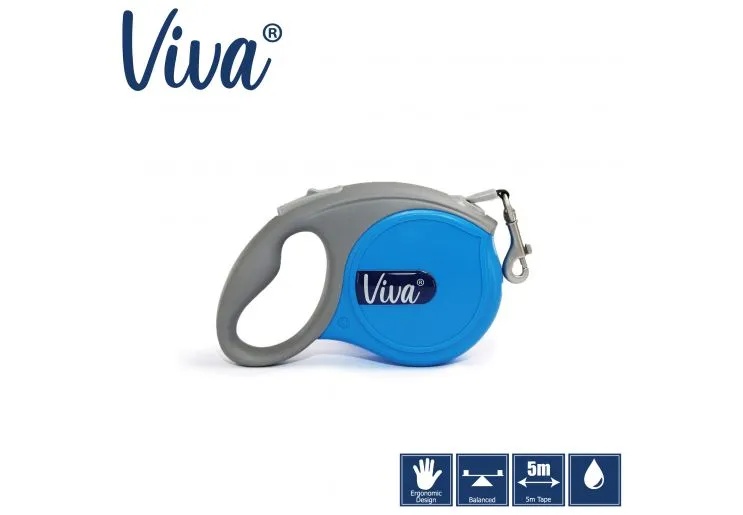 Ancol - Viva Retractable 5m Lead - Blue - Medium