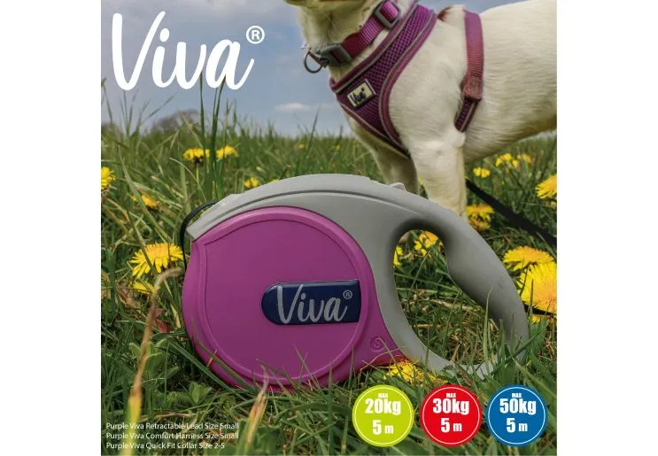 Ancol - Viva Retractable 5m Lead - Blue - Medium