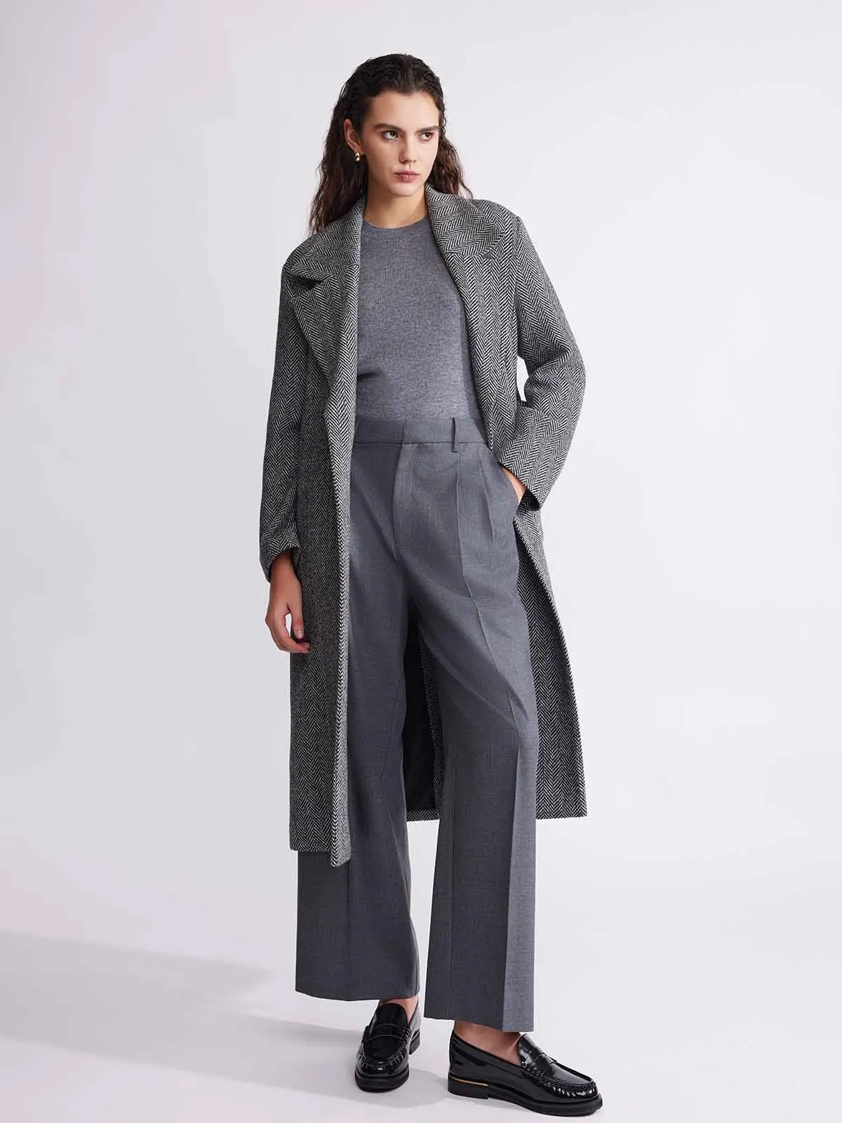 ASOBIO Classic-Fit Long Virgin Wool Coat