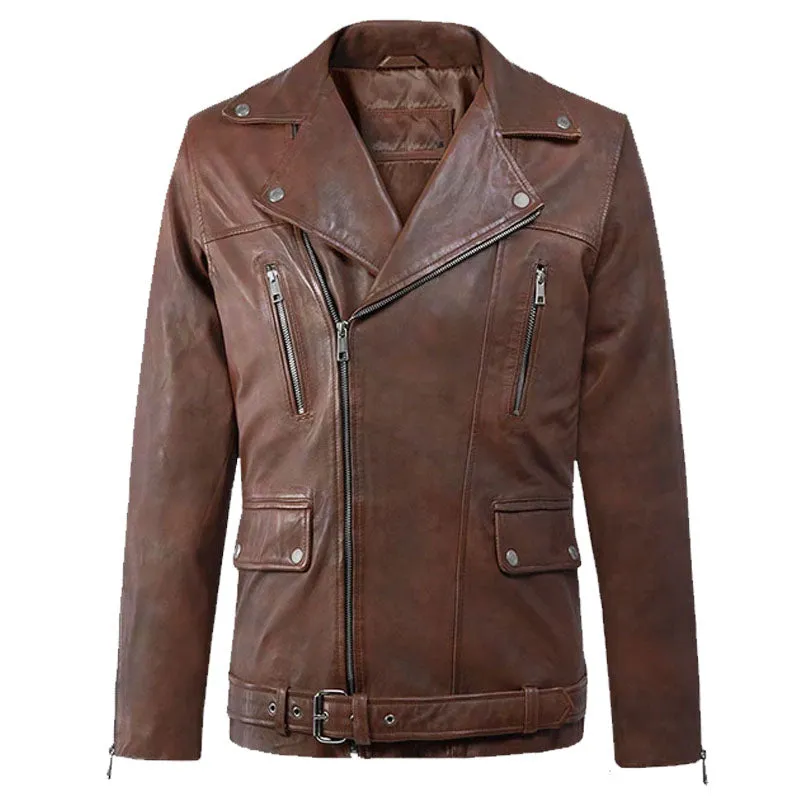 Best Looking Genuine Fashion Dauntless Spanish Brown Biker Leather Jacket