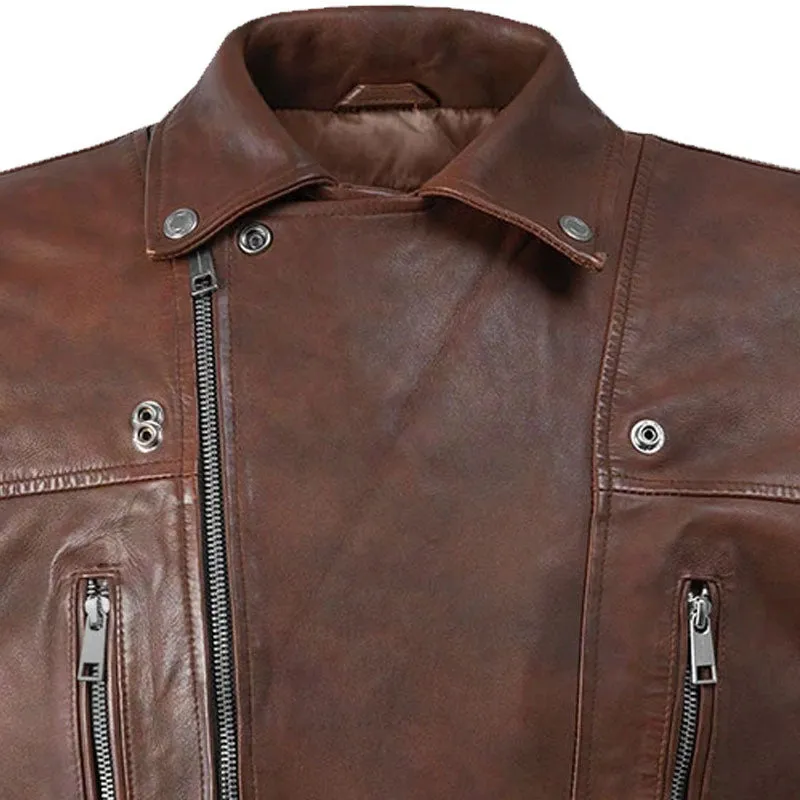 Best Looking Genuine Fashion Dauntless Spanish Brown Biker Leather Jacket