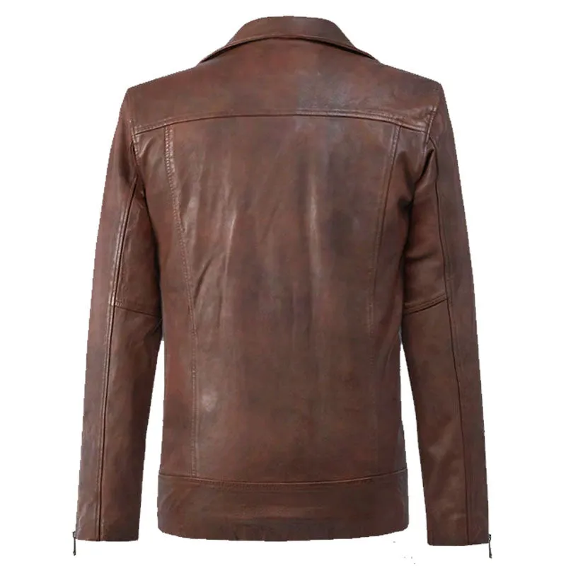 Best Looking Genuine Fashion Dauntless Spanish Brown Biker Leather Jacket