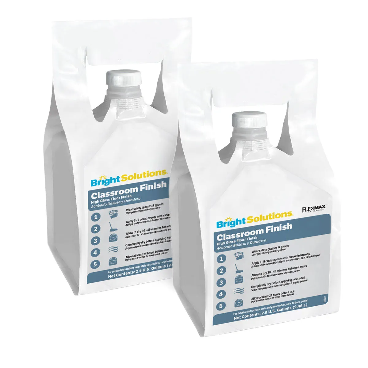 Bright Solutions® Classroom High Gloss Floor Finish (2 - 2.5 Gallon Pouches)