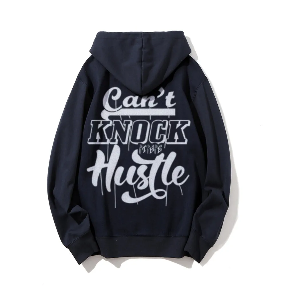 Can't Knock The Hustle Funny Letter Graphic Pullover With Kangaroo Pocket Hoodies