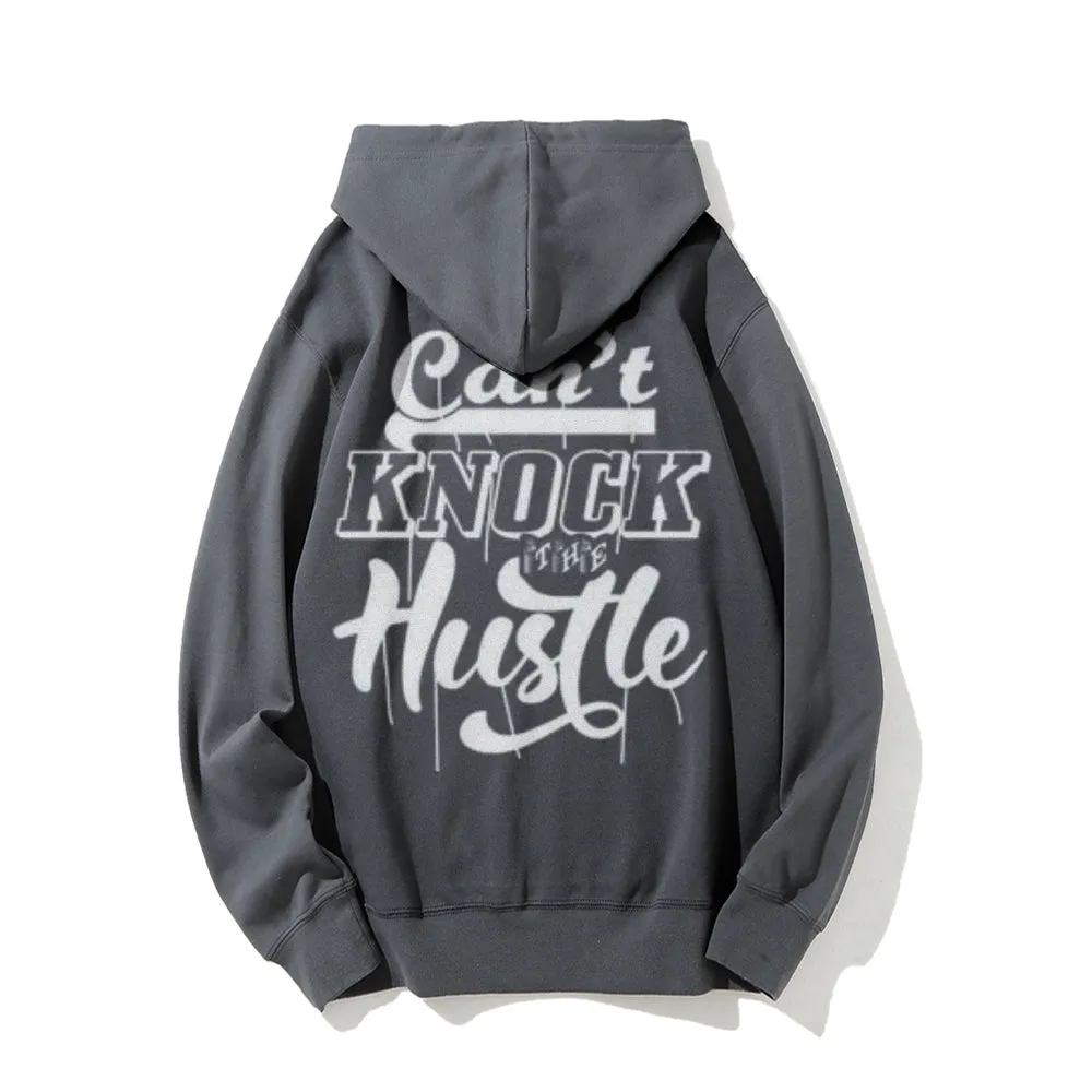 Can't Knock The Hustle Funny Letter Graphic Pullover With Kangaroo Pocket Hoodies