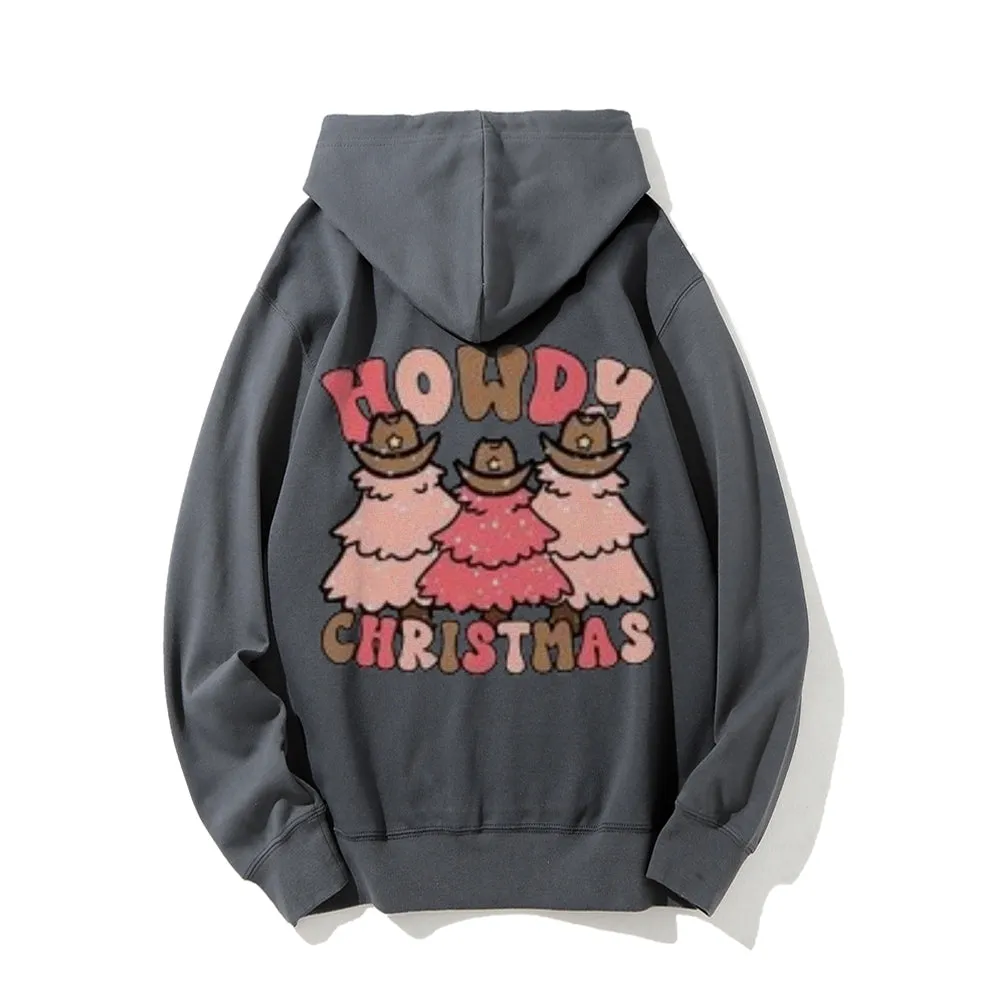 Christmas Holiday Graphic Pullover With Kangaroo Pocket Hoodies