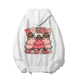 Christmas Holiday Graphic Pullover With Kangaroo Pocket Hoodies