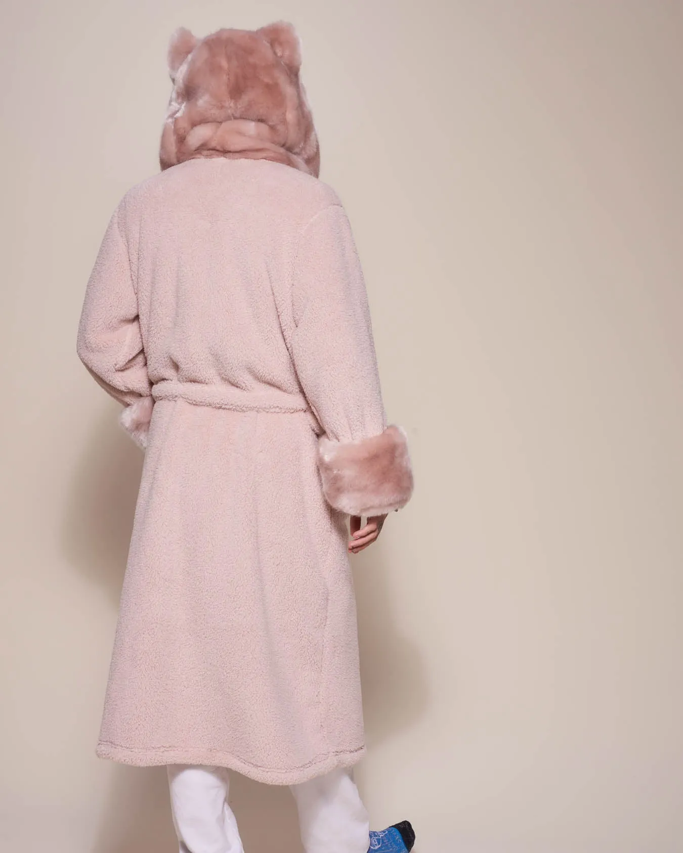 Classic Men's Luxury Pink Robe | Rose Quartz Wolf