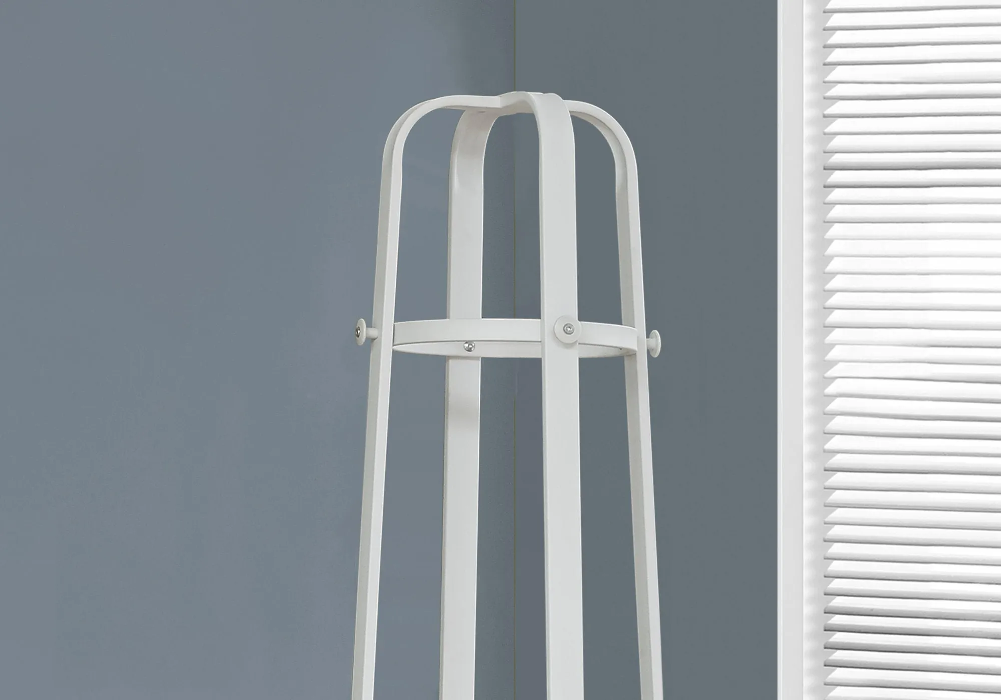 Coat Rack, Hall Tree, Free Standing, 12 Hooks, Entryway, 72"h, Umbrella Holder, Bedroom, White Metal, Contemporary, Modern