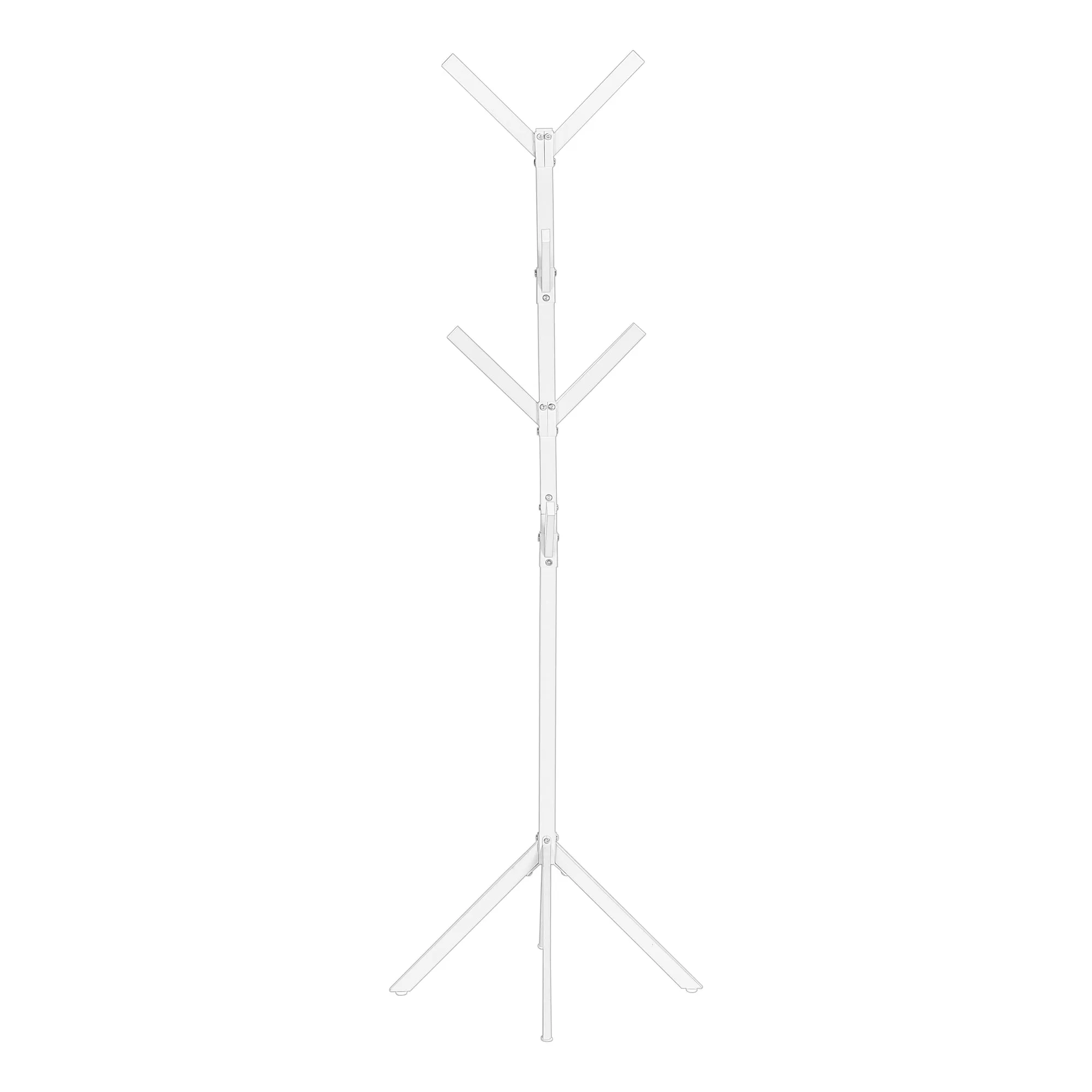 Coat Rack, Hall Tree, Free Standing, 8 Hooks, Entryway, 70"h, Bedroom, White Metal, Contemporary, Modern