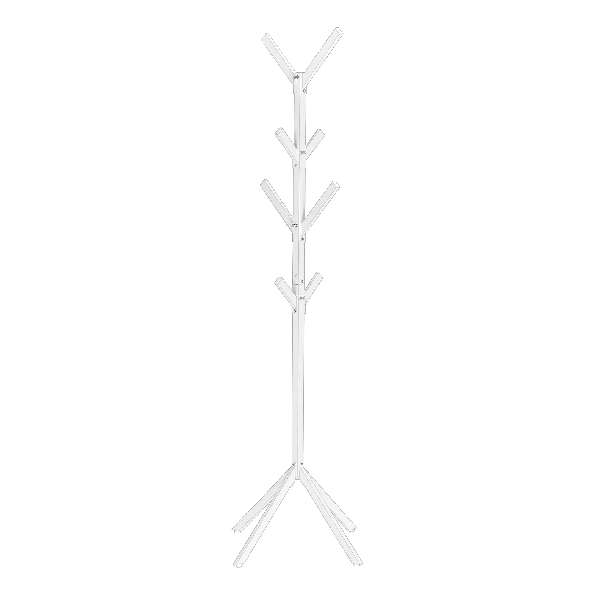 Coat Rack, Hall Tree, Free Standing, 8 Hooks, Entryway, 70"h, Bedroom, White Metal, Contemporary, Modern